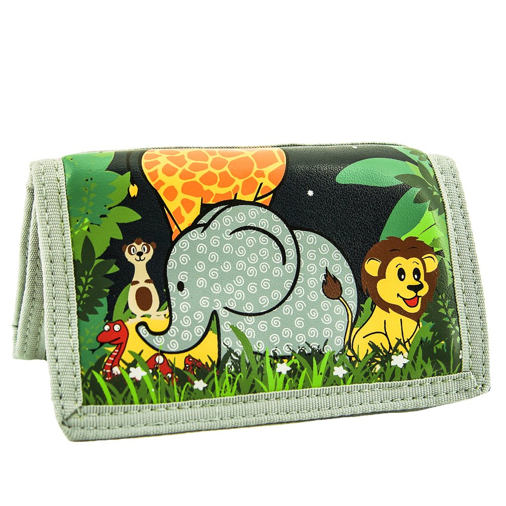 Bobble Art Kids Jungle Wallet/Childrens Animal Wallet for Boys and Girls with Velcro and Zip
