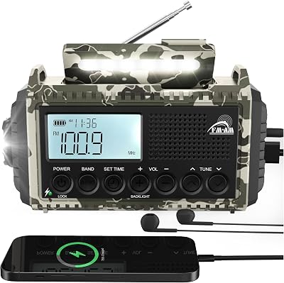 ROCAM Emergency Radio 12000mAh SOS Alarm Wind Up Solar AM/FM/SW IPX6