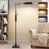 GyroVu Traditional Height Adjustable Pharmacy Floor Lamp with 350&deg; Swing Arm, Color Temperature Adjustable Standing Lamp Metal Shade for Living Room Reading House Bedroom Home Office(Black)
