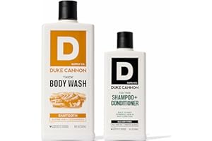 Duke Cannon Supply Co. 2-in-1 Tea Tree Hair Wash & Sawtooth Body Wash Bundle - Masculine Scent - Gentle Cleansing Hair Wash - Deep Cleaning Body Cleanser - Sawtooth Body Wash/ Tea Tree 2-1 - 2 Pack