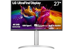 LG 27UP850K-W 27-inch Ultrafine 4K UHD (3840 x 2160) IPS Computer Monitor, 60Hz, 5ms, DisplayHDR 400, Built-in Speaker, HDMI, DisplayPort, USB Type-C 90W PD, Tilt/Height/Pivot Adjustable Stand, White
