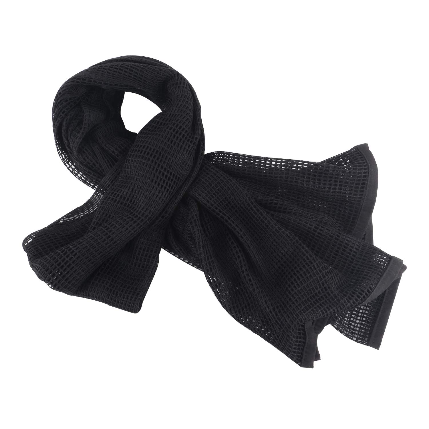 ToopMount Sniper Veil Tactical Scrim Net Face Cover Desert Xima Mesh Scarf 70.9X35.5 Inch Polyester (Black)