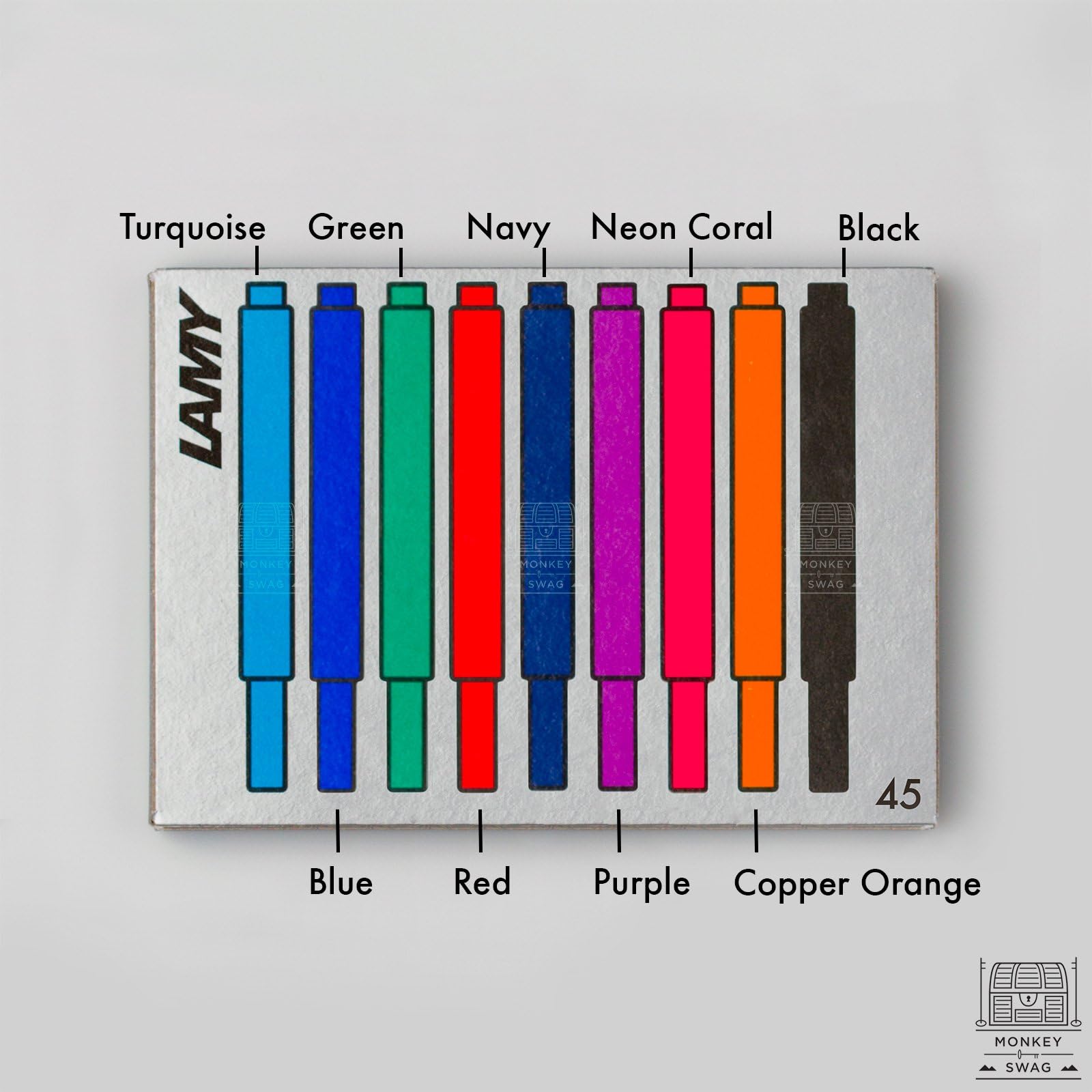 Lamy Rainbow Ink Pack of 45 Cartridges, Rare Colours