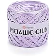 YarnArt Metallic Club Yarn Super Bulky T-Shirt Yarn 100% Polyester Yarn 6.35 oz / 180 gr, 60 yrds / 55 Meters, Shiny Colors, Handbag Yarn, Rug, Chic Night bah Yarn, Crochet Bag Yarn