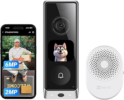 Campainha sem fios EP8 Ultra Câmara Dupla Exterior 6MP+2MP, Sinal CH1, Ecrã Interativo, Detetar Pessoa/Pacote, Pré-Gravação, 2 Baterias Recarregáveis, 32GB EMMc Interno, Wi-Fi 6, 2,4GHz
