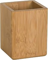 Osco Bamboo Square Pen Pot Desk Tidy 10.2 cm Office Organizer