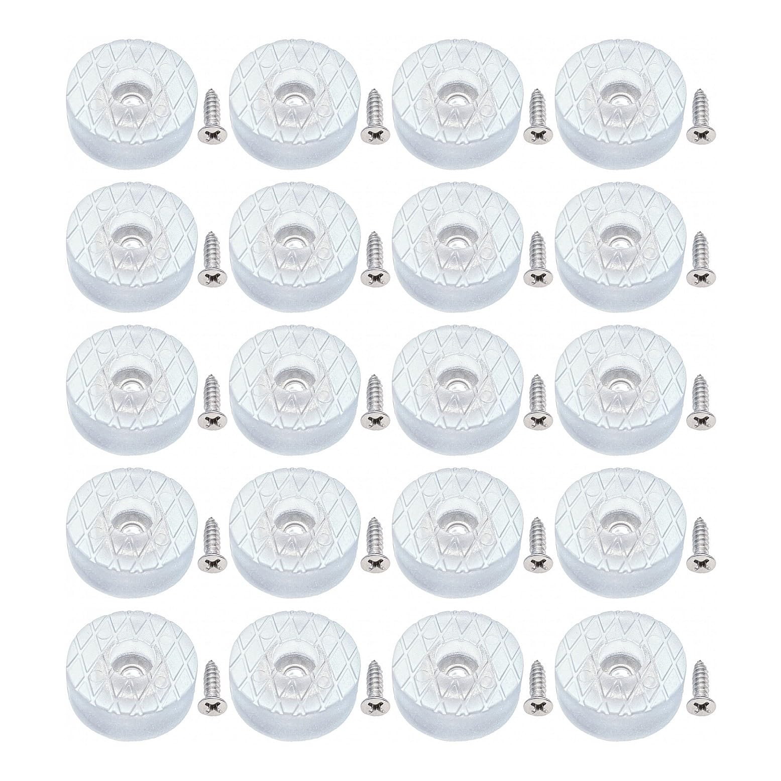 JZK 20pcs Non-Slip silent 30mm large silicone floor protector furniture pads gliders with screws for desk table sofa feet, rubber round chair leg pads screw in, for hardwood floor