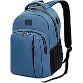 WOLT Laptop Backpack for Men Women for 15.6 Inch and 17 Inch Notebook, Travel Backpack Carry On Flight Approved with Computer Compartment, College Bookbag with USB Charging Port (Blue)