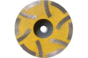 JDK DIAMOND TOOLS JDK 4 Inch Diamond Resin Filled Cup Wheel Grinding Wheel Insert 12pcs Segments with Thread 5/8“-11 for Granite Stone and Tiles (Medium)