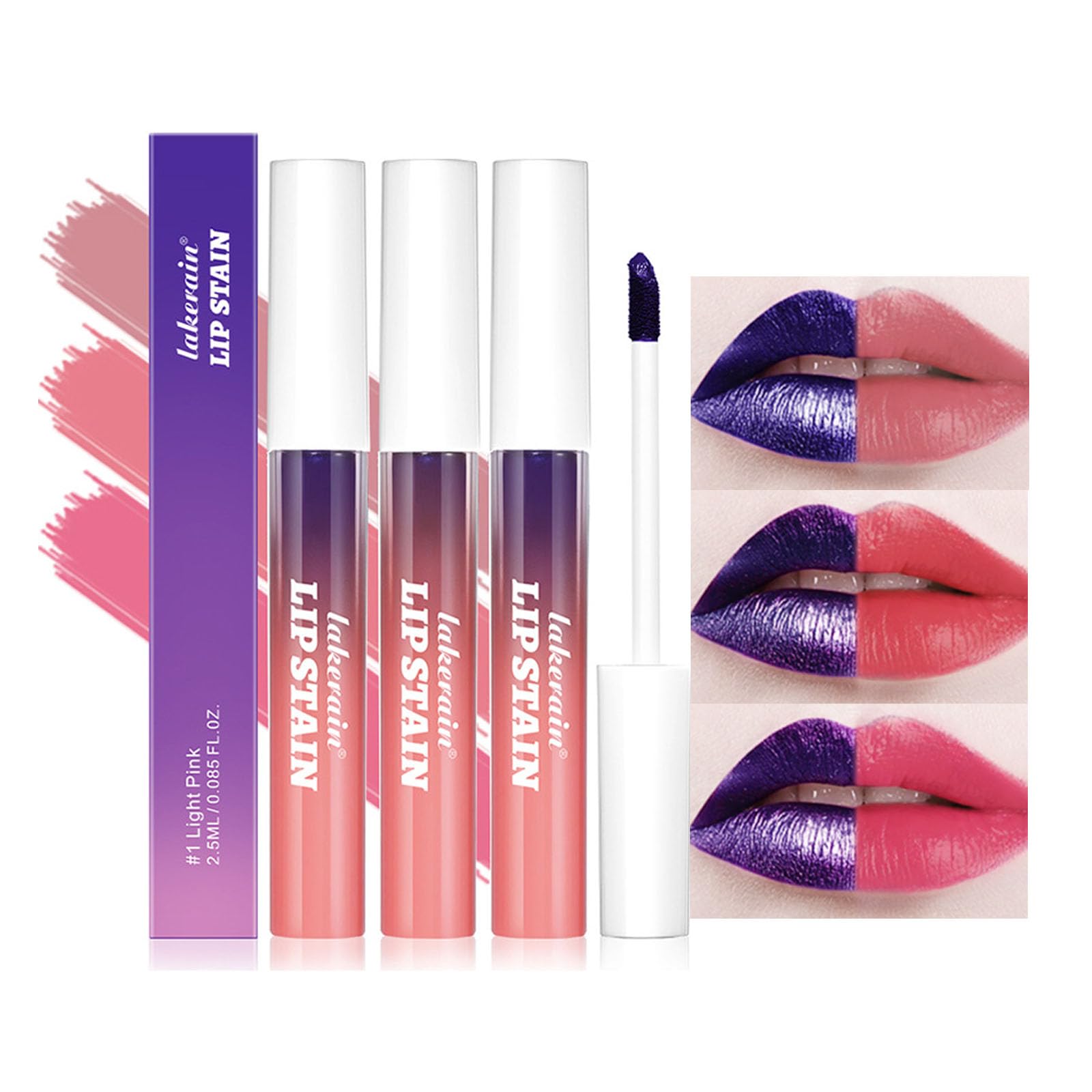 Lip Stain Peel off Matte Lip Stain 3 Pcs Long Lasting Lip Tint Stain Lip Gloss High Pigmented Waterproof Ta-ttoo Lipstick Transfer Proof Pink Liquid Lipstick For Women Girls