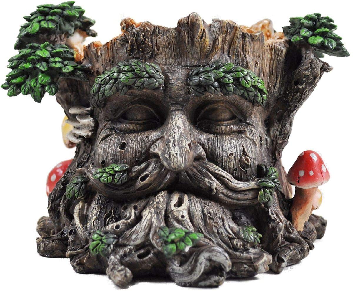 Tree Ent Face Plant Pot Holder Greenman Decorative Garden Myth Sculpture Planter H15cm