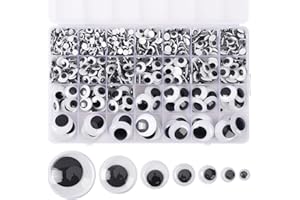 UPINS 1000 Pcs Wiggle Eyes, Self Adhesive Googly Eyes for DIY Craft Assorted Size 6 mm 8 mm 10 mm 12 mm 15 mm 20 mm 25 mm Mix