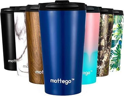 Amazon Mottego モッテゴー 真空断熱 ステンレス タンブラー ふた付き 保温保冷 マグ ボトル ネイビー 350ml Mottego タンブラーグラス