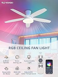 ZMISHIBO 48 inch RGB Ceiling Fans with Lights and