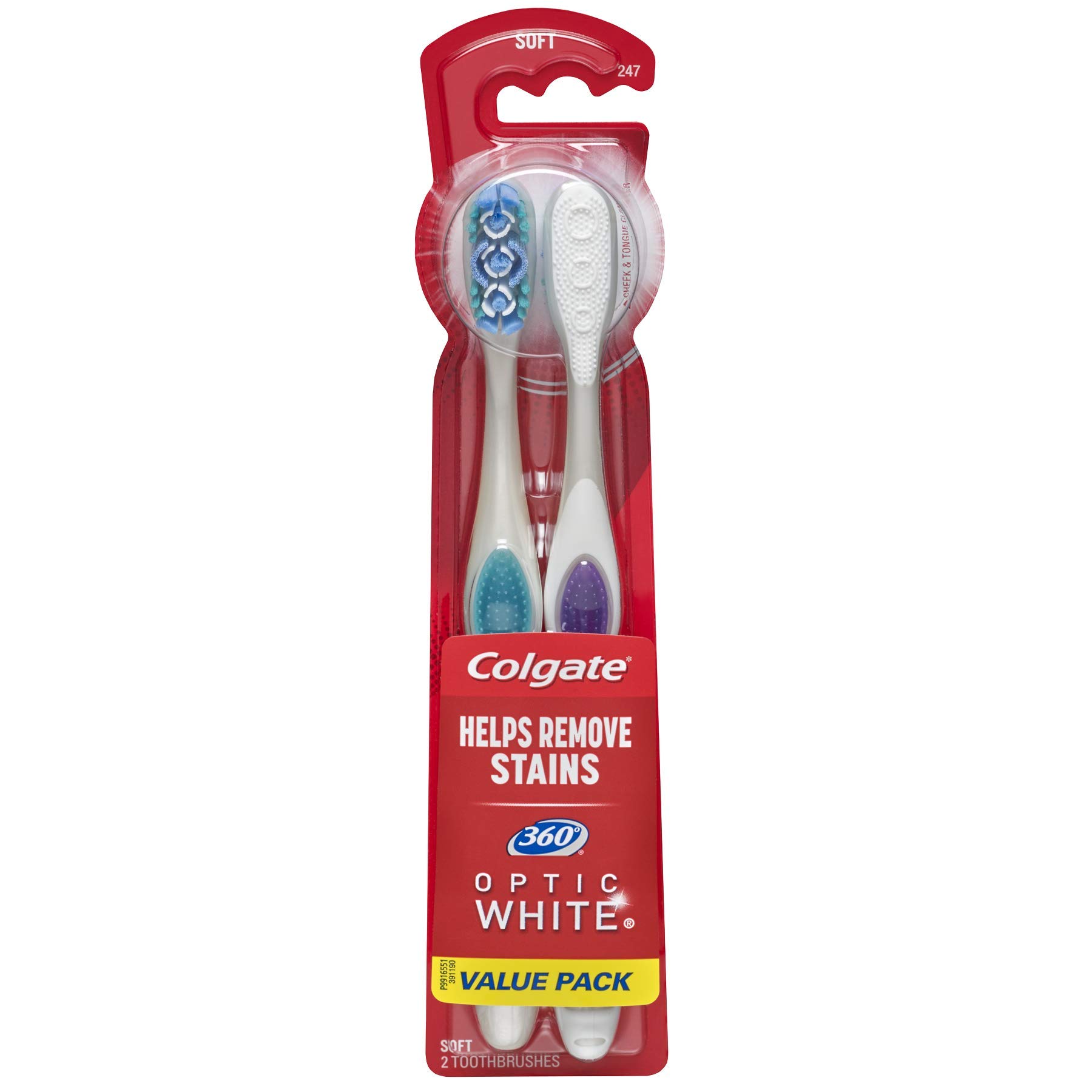 Colgate Optic White Manual Full Head Soft Toothbrush-2 ct