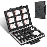 JJC 45 Slots Memory Card Case for 30 Micro SD and 15 SD Cards with AirTag Slot, Water-Resistant Anti-Shock Anti-Dust, Micro SD/SDHC/SDXC TF Card and SD/SDHC/SDXC Holder Organizer Storage