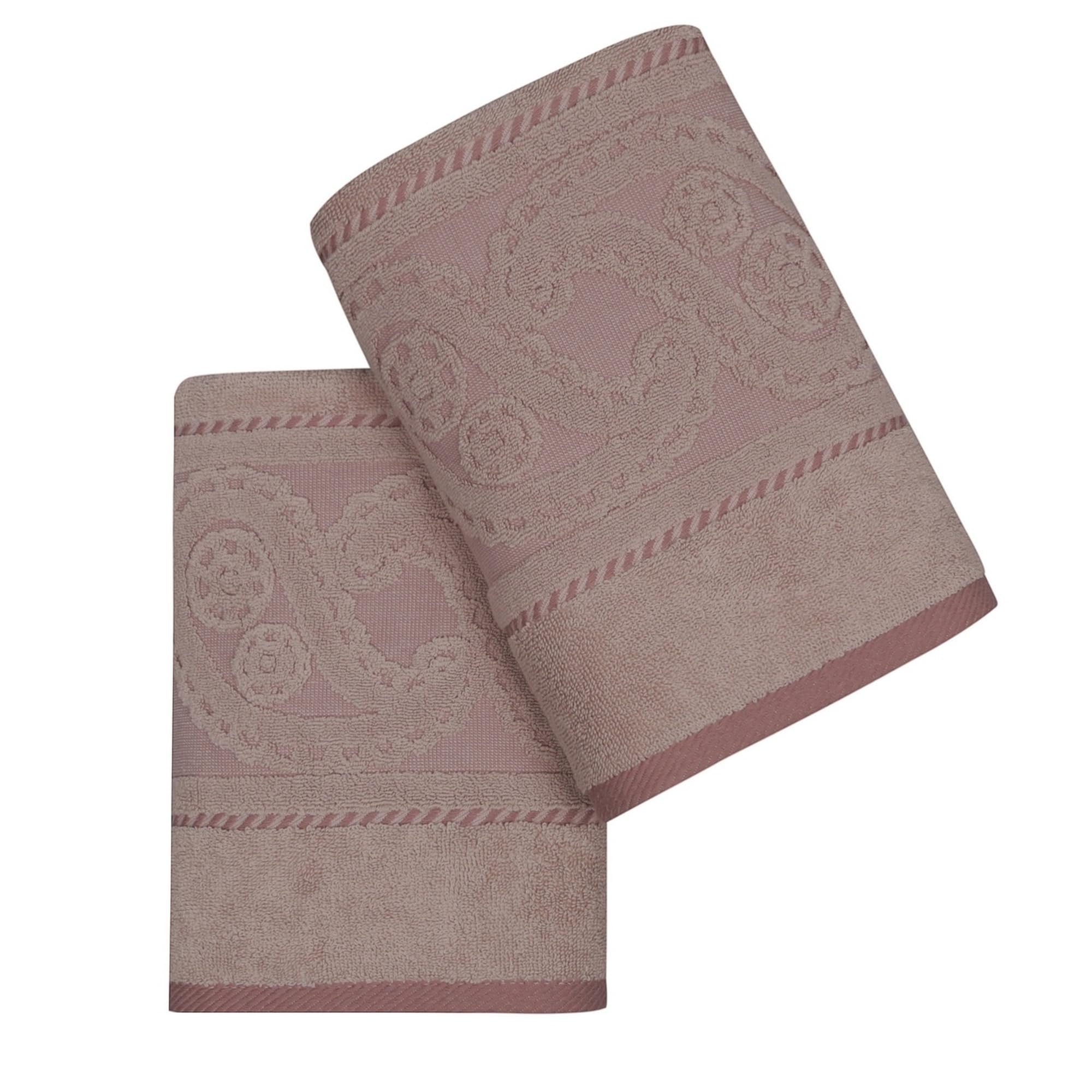 Well Home Hand Towel Set (2 Pieces) Pale Pink and Beige