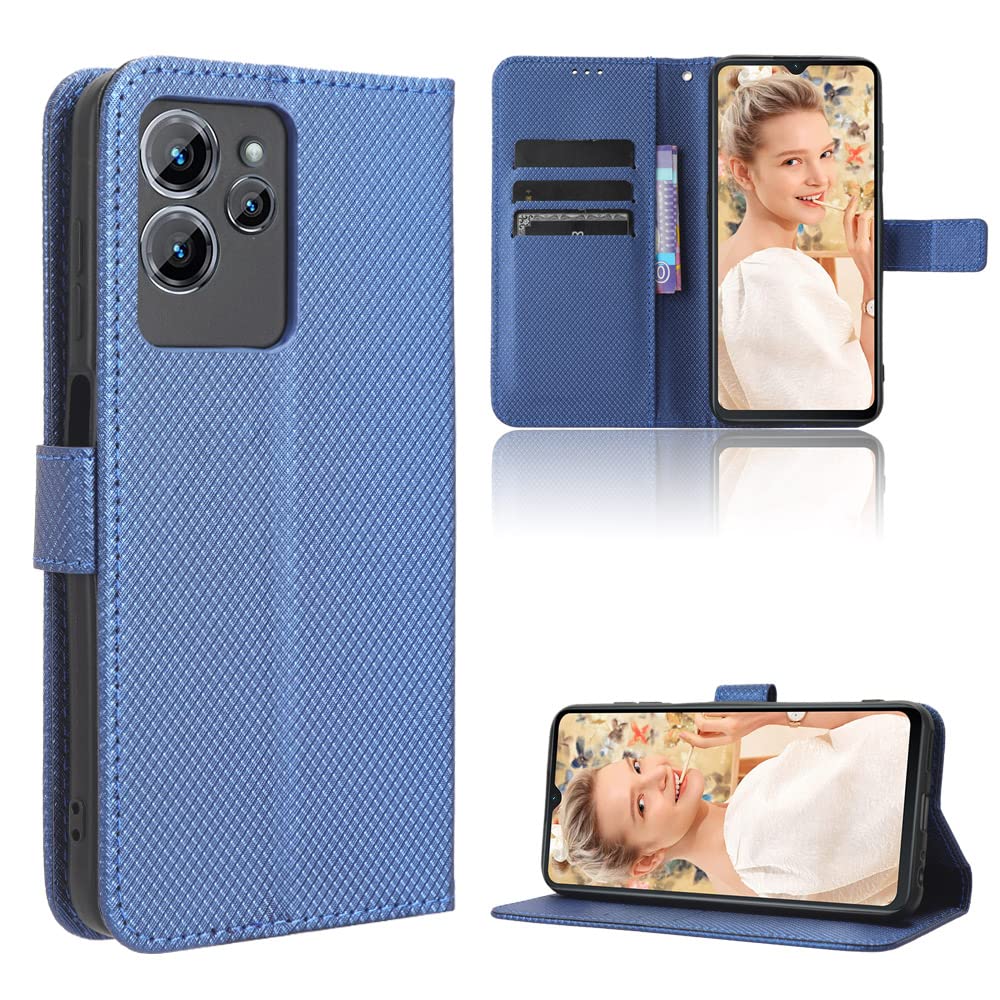 TIANYUE Wallet Case for Oukitel C32, diamond pattern Wallet PU Leather Phone, with Card Holder Kickstand Magnetic Closure Cover for Oukitel C32-Blue