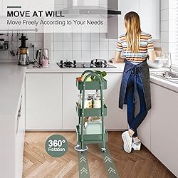 EAGMAK 3 Tier Utility Rolling Cart, Metal Storage
