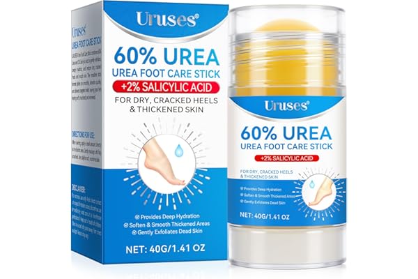 Uruses Urea Cream 60% plus Salicylic Acid 2% Urea Foot Care Stick, Foot Cream for Foot Callus Remover, Feet Moisturizer Stick for Dry Cracked Heels, Hands, Knees, Hydrating Heel Balm, Easy To Use