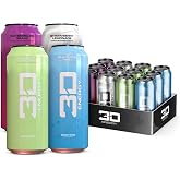3D Sugar Free Energy Drink, Favorites Variety Pack, 16oz Cans, 12 Pack | Zero Sugar Energy, 200mg Caffeine, Pre Workout Beverage with Taurine and L-Carnitine, Lightly Carbonated for Refreshment