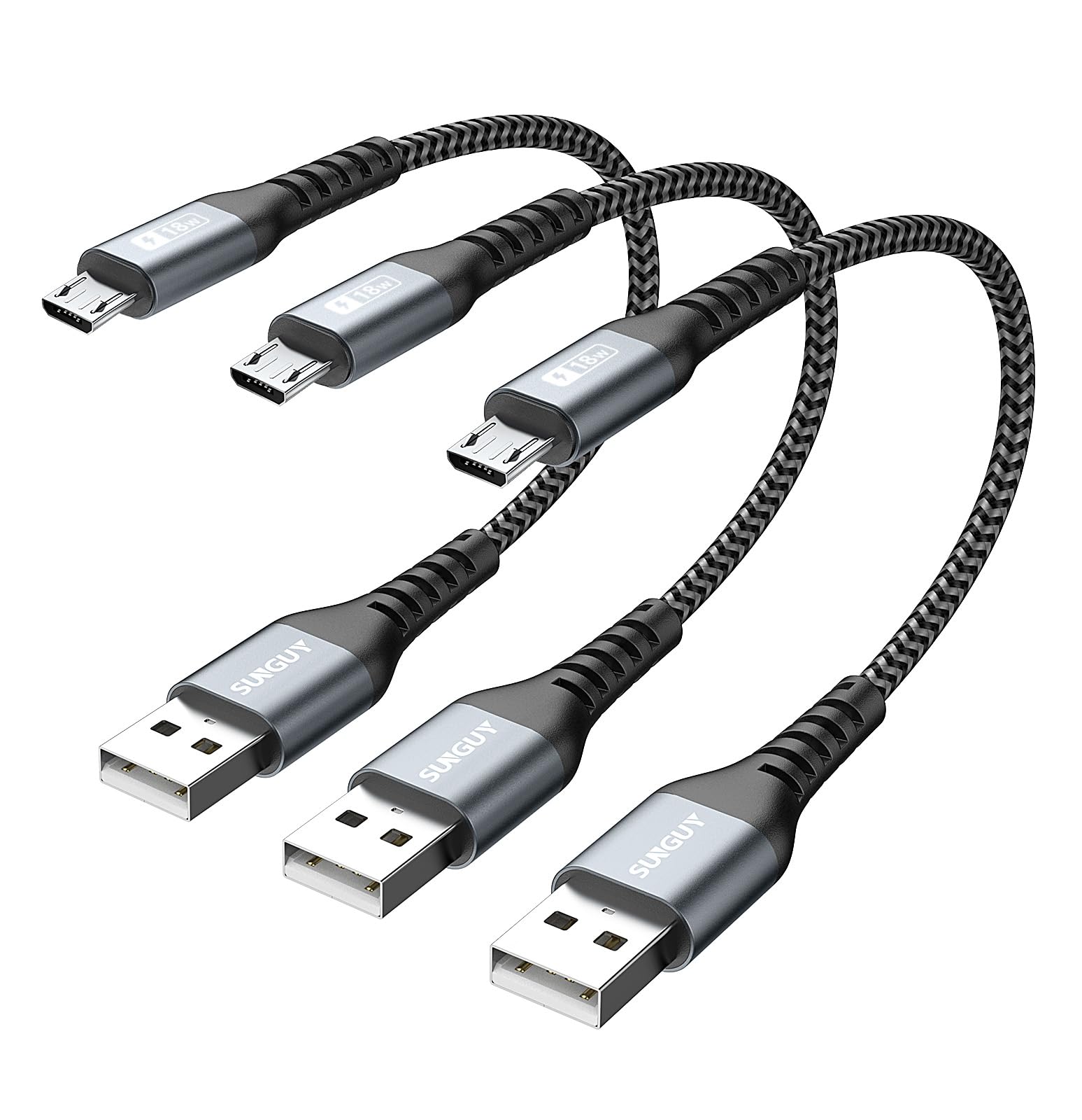 SUNGUY Micro USB Cable Short, [3Pack 15cm ] USB to Micro USB Cable, Android Charger Cable Compatible with Galaxy S7 S6 S7 Edge S5,Note 5,Huawei,Xiaomi
