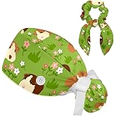 Scrub Caps Working Surgical Cap Nurse Hats with Hair Scrunchy Adjustable Tie Back Hat Women Men Summer Watermelon