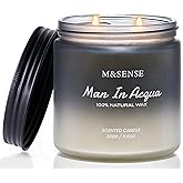 M&SENSE Citrus Vetiver Men Candles - Scented Soy Wax, 2 Wick, 11.6oz, 70 Hour Burn, Black, Organic, Masculine, Holiday Candle