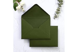 PONATIA 50 Pack Small Envelopes, 3.62 x 5.12'' Olive Green Envelopes Perfect for 3.5x5" Inserts RSVP Cards, Baby Showers, Tha