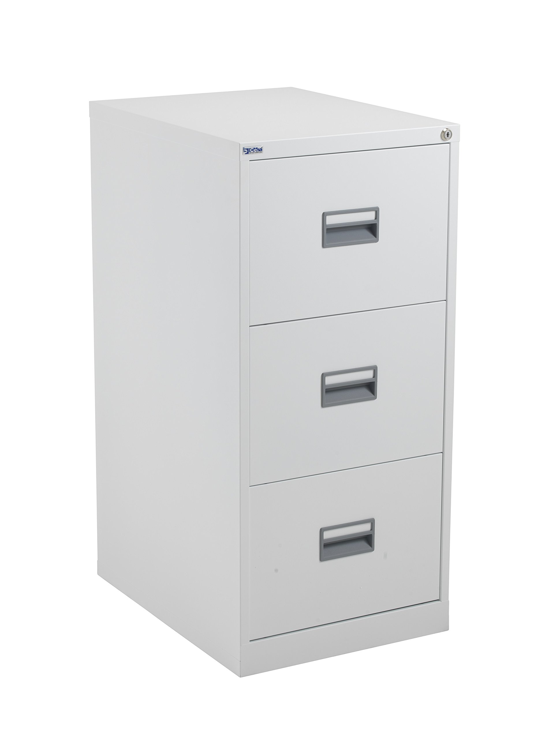 Office Hippo Heavy Duty Steel Filing Cabinet, 3 Drawer Filing Cabinet, Fully Welded Construction with 40kg Drawer Tolerance, Lockable Office Storage, 7 Year Guarantee, White