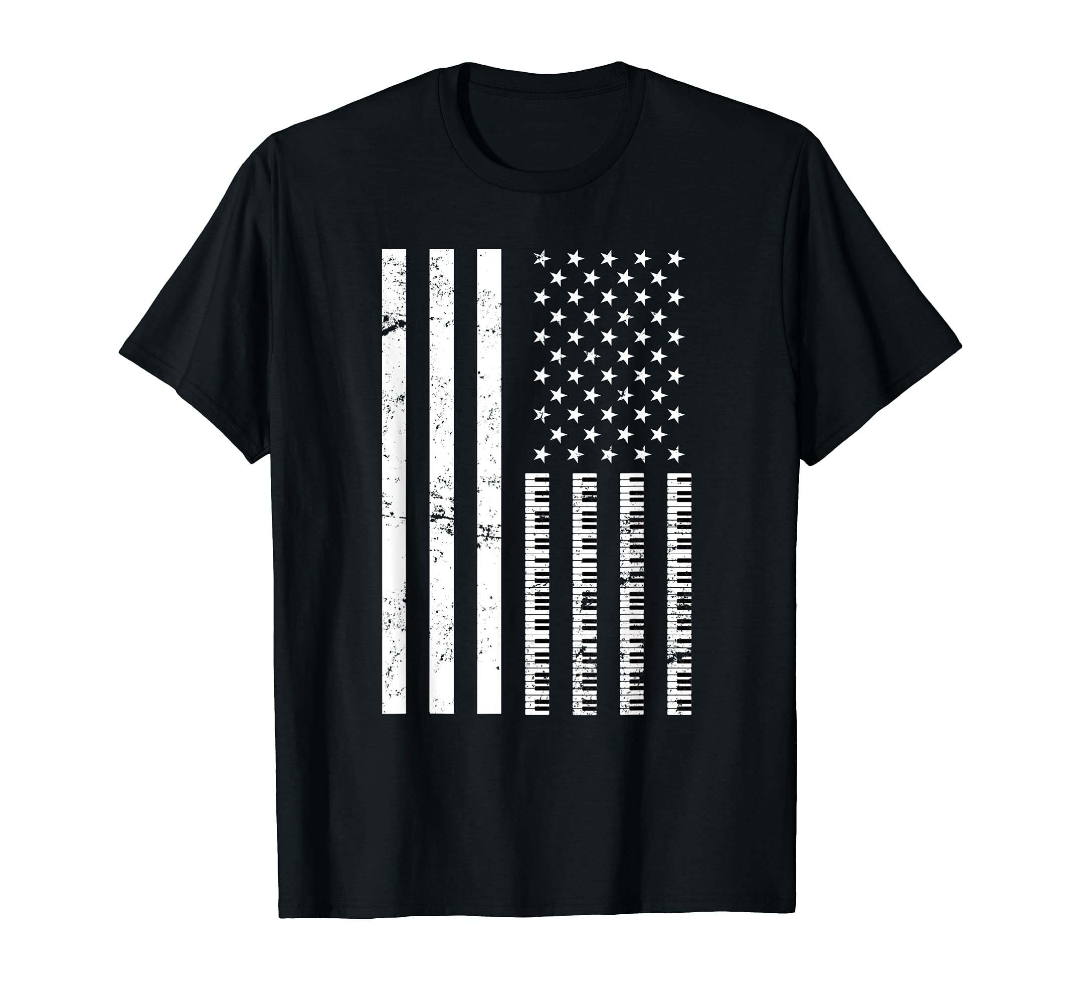 Pianist Keyboard Classical Music US Flag Piano Player Piano T-Shirt