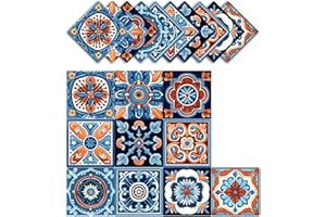 ArtisanAura Peel and Stick Moroccan Tile Stickers, Waterproof Backsplash for Kitchen & Bathroom, Self-Adhesive Removable Talavera Boho Wall Decals for Home Decor (6x6 Inch, 10 PCS)