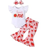 YOUNGER TREE Baby Girl 1st Birthday Outfit - My First Birthday Romper & Flared Pants