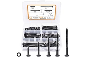 1/4" Hex Lag Bolts Stainless Steel 18-8 (304), VIGRUE 108PCS Black Oxidized, Hex Lag Screws Heavy Duty Wood Screws Washers Assortment kit, Length Include 1" 1-1/2" 2" 2-1/2" 3"