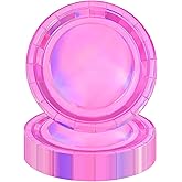 HiEnjoin 50PCS Iridescent Pink Holographic Paper Plates, 7 Inch Disposable Sparkling Party Paper Plates for Mermaid Birthday Wedding Party Decorations