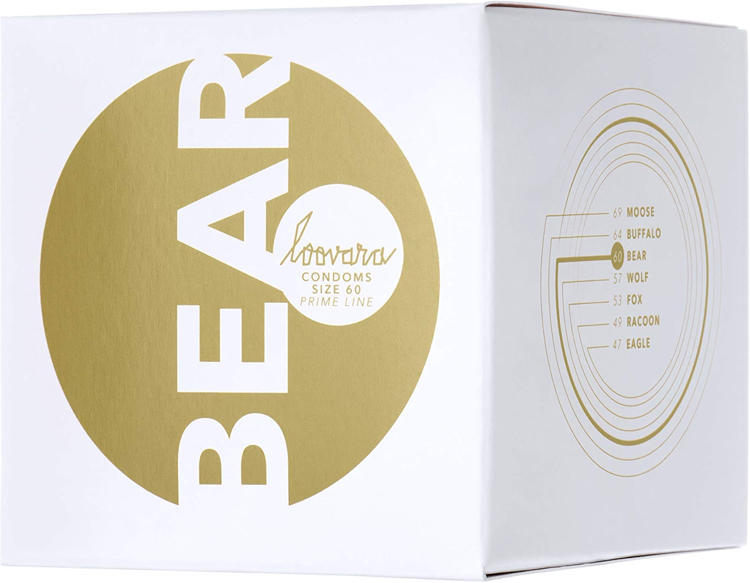 Loovara Intimate - Bear 60 Natural Rubber Condoms - 12 Pieces, Transparent, 12 count (Pack of 1)