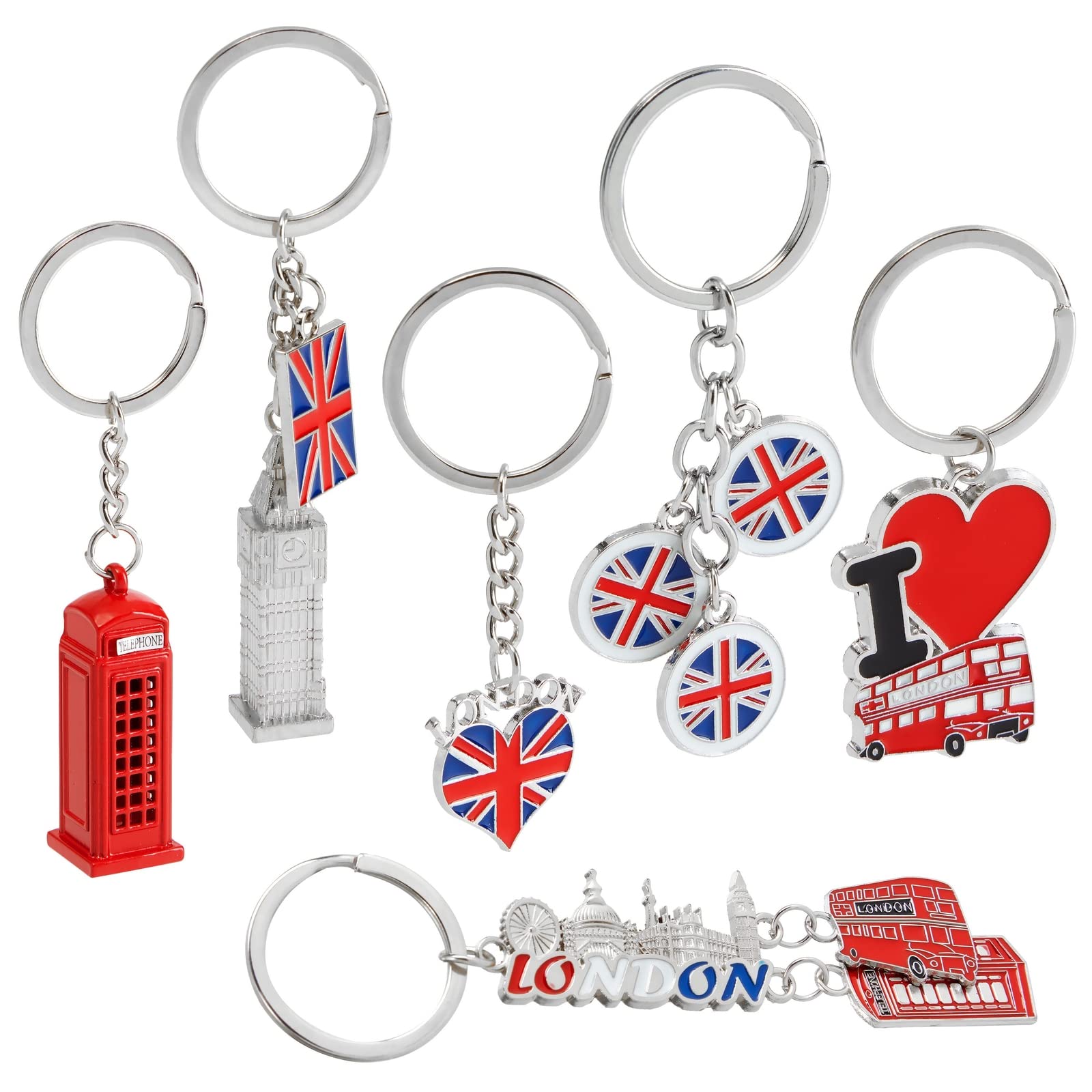 Juvale 6-Pack London Keychain Souvenir Gifts