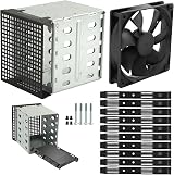 WPPNMY 5.25in to 5x 3.5in Hard Drive Cage w/ Cooling Fan Silver view 8