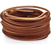 TeeLiy 3MM Flat Genuine Leather Cord - Natural Leather Lacing - Strip Cord Braiding String for Jewelry Making Shoe Lace Braided Bracelets Necklaces Handbags Knife Sheaths Brown (5Yards)