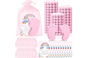 SytuHete 30 Sets Baby Shower Favors Refreshing Foot Soap Perfect Baby Shower Favors for Guests, Gifts, and Prizes with Organza Bags Thanks Cards (Pink)