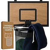 ActiveJoy – Basketball Laundry Hamper – Wooden Backboard & Mesh Hoop Laundry Basket – Over Door Hanging Organizer for Kids - 