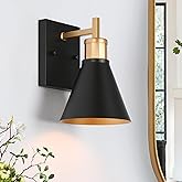 KSANA Black Gold Sconce, Modern Farmhouse Wall Sconces Lighting Fixture with Metal Shade for Bathroom, Kitchen, Bedroom and S