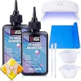 LET'S RESIN UV Resin with Light,Upgraded 200g Crystal Clear&Low Odor UV Resin Kit,UV Light,Silicone Mat,Ultraviolet Epoxy Res