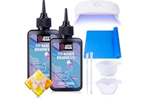 LET'S RESIN UV Resin with Light,Upgraded 200g Crystal Clear&Low Odor UV Resin Kit,UV Light,Silicone Mat,Ultraviolet Epoxy Res