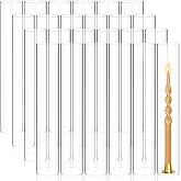 Showgeous 24 PCS Hurricane Candle Holder, D:2.5" H:14" Open Ended Glass Candle Cylinder Sleeve, Clear Glass Cylinder Candle Holder, Open Flame Candle Chimney Tube Cover, Bottomless Cylindrical Glass