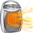 Portable Electric Space Heater with Thermostat, 1500W/750W Safe and Quiet Ceramic Heater Fan, Heat Up 200 Square Feet for Off
