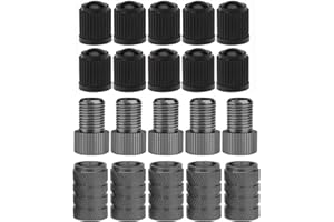 Alloygold Presta to Schrader Adapter, 5 Pcs, French/UK to US, with 15 Valve Caps, for Mountain & Road Bikes and Cars (Grey)