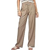 AVICHIC Women Linen Pants Wide Leg Palazzo Pants Cotton Linen Drawstring Summer Pants with Pockets 29"/31"/ 33"
