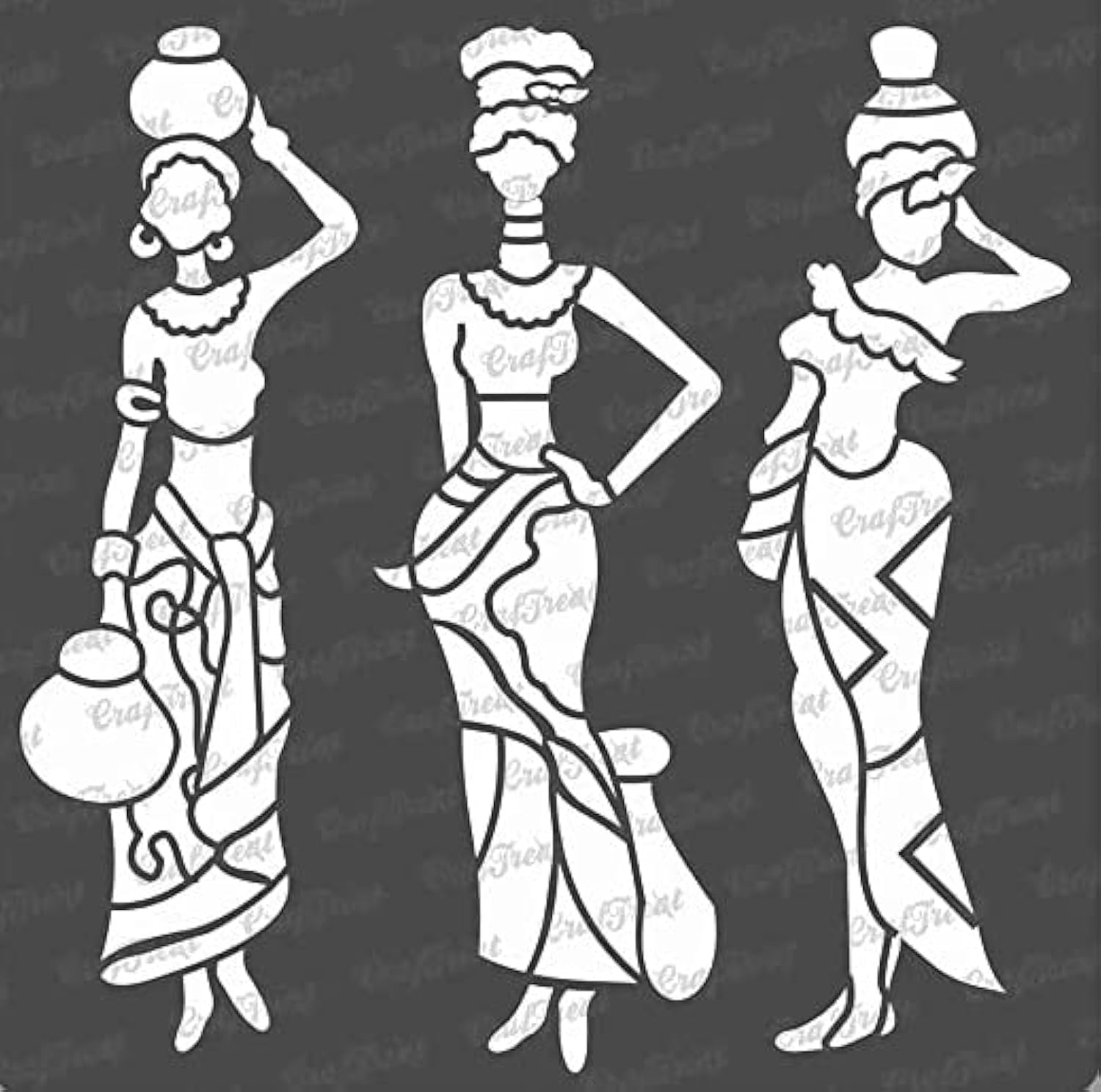 CrafTreat Reusable Tribal Stencils - Pose with Pot 2 - Size: 12x12 Inch - DIY Art & Craft Stencils for Painting on Wood, Walls, Canvas & More