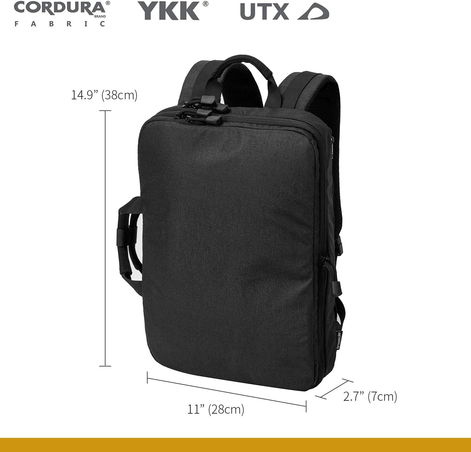 OneTigris Convertible Briefcase Backpack ROC GO Laptop Brief Pack for Travel Business School Urban Daily Carry (Black) - Image 3